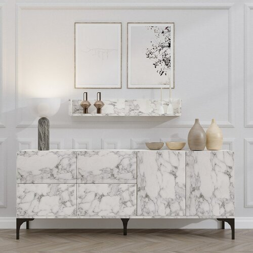 Schrank mit Wandregal Stella Carrara Marble