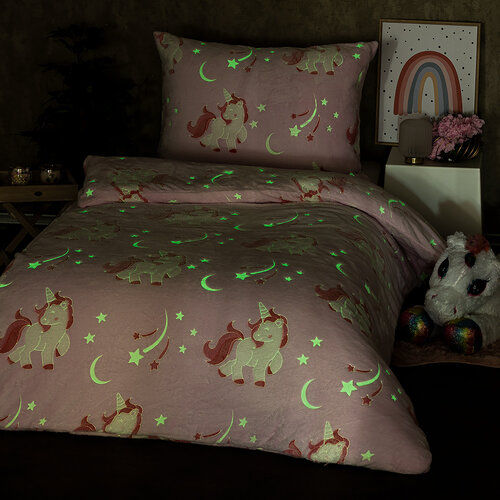 Lenjerie de pat luminoasă din microflanel4Home Fairytale, 140 x 200 cm, 70 x 90 cm