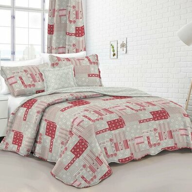 Přehoz na postel Country stil růžová, 140 x 200 cm, 50 x70 cm