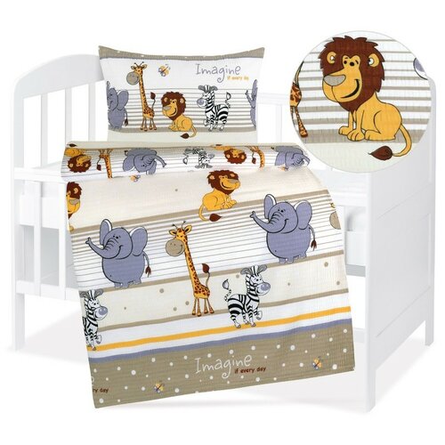 Bellatex Otroška krep posteljnina Agáta Safari bež, 90 x 135 cm, 45 x 60 cm