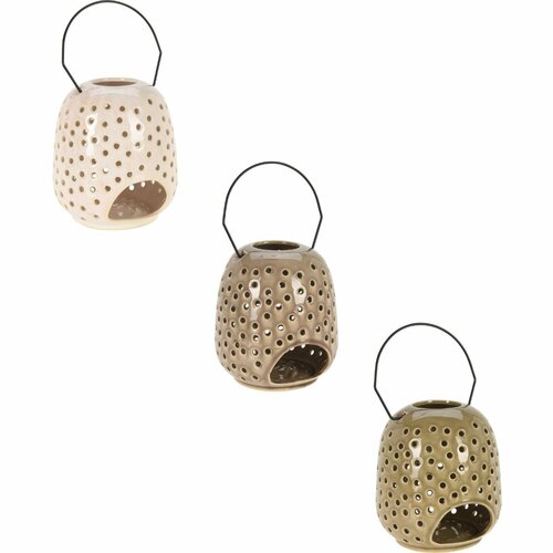 Latarnia ceramiczna Dots szary, 15 x 23 cm