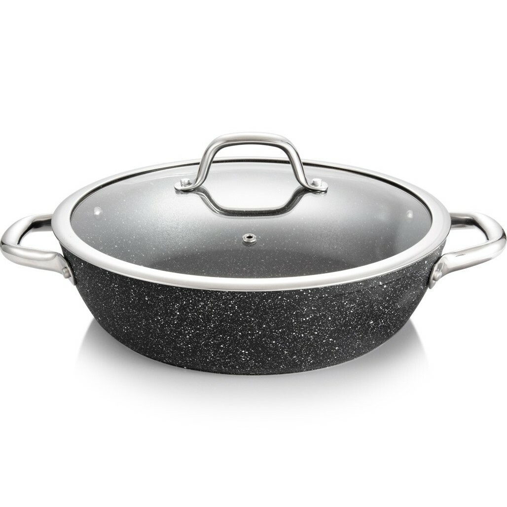 Tescoma Patelnia głęboka z pokrywką PRESIDENT Stone, 28 cm, 28 cm