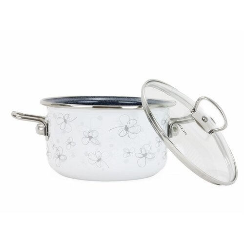 Belis Premium zománcozott edény fedővel, fehér, 20 cm, 3,5 l