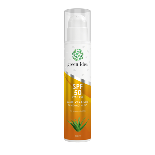 Green Idea Aloe Vera Opalovací mléko SPF 50, 200 ml