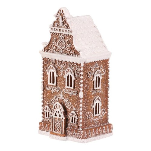 Vánoční dekorace Perníková věž, polyresin, LED,hnědá