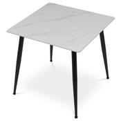 Esstisch 80 x 80 cm, Keramik und Marmor, weiß