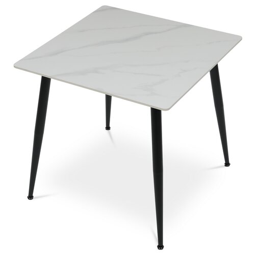 Jídelní stůl 80 x 80 cm, keramika a mramor, bílá