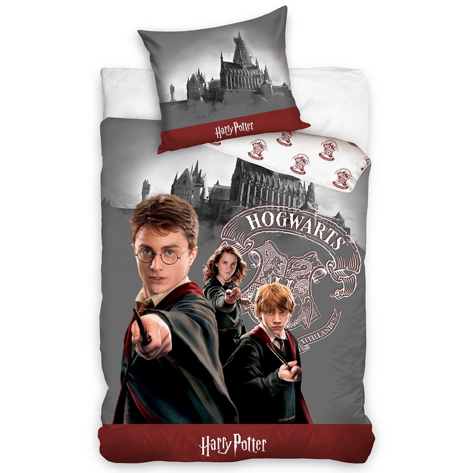 Poza Lenjerie de pat din bumbac Harry Potter Scoala devrajitorii, 140 x 200 cm, 70 x 90 cm