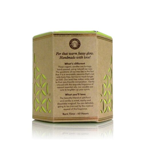 Lumânare organică Patchouli Vanilie 200 g însticlă