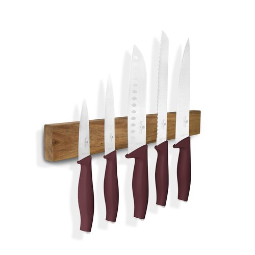 BerlingerHaus Set de cuțite cu suport magnetic din lemn de salcâm Leonardo, 6 piese