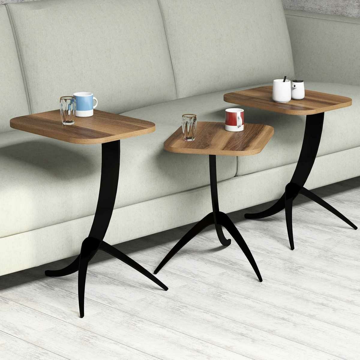 Súprava odkladacích stolíkov Pion Walnut, 3 ks
