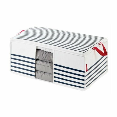 Compactor Textilní úložný box na přikrývku MARINE, 65 x 50 x 27 cm,  modro-bílá