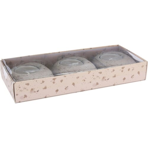 Komplet betonských svícnů Stone hnědá, 8,5 x 3,5 x7 cm, 3 ks