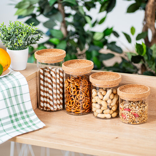 4Home Vorratsdose aus Glas mit Deckel Cork, 450 ml