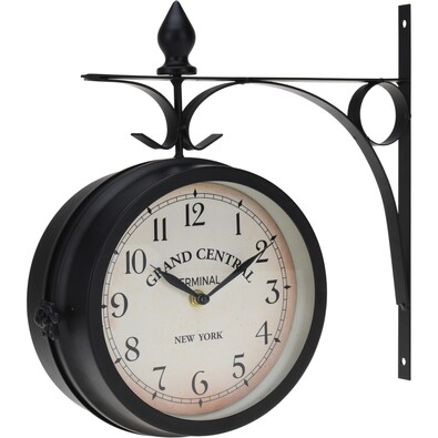Zegar ścienny Grand Central, czarny, 33 cm