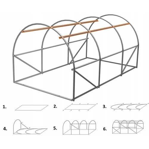Zahradní fóliovník s pevnými dveřmi, 400 x 250 x 200 cm