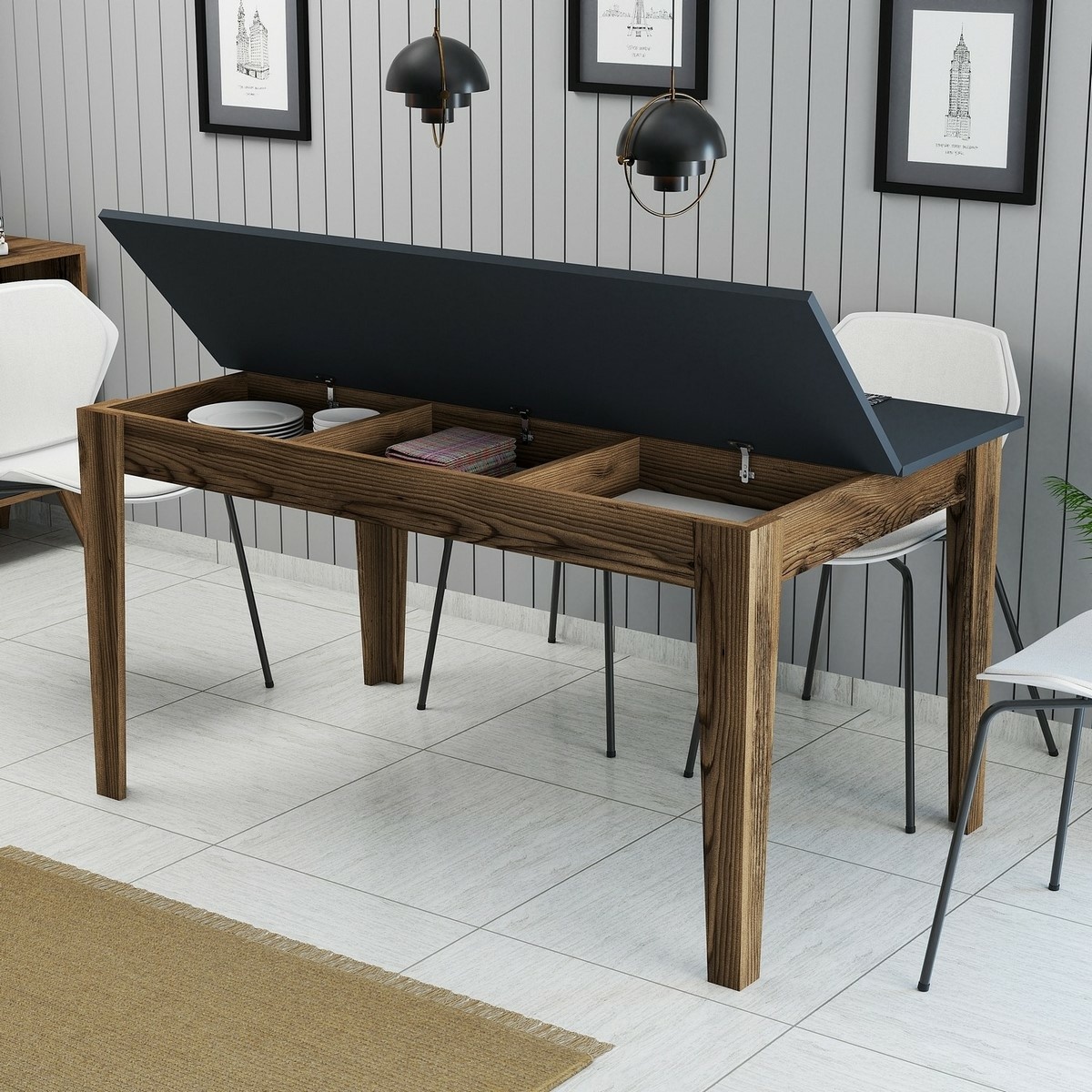 Jedálenský stôl Milan Walnut and Anthracite