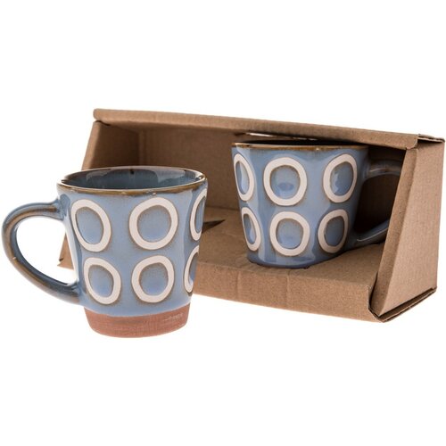 Set mit 2 Keramiktassen Ringe, 100 ml, hellblau