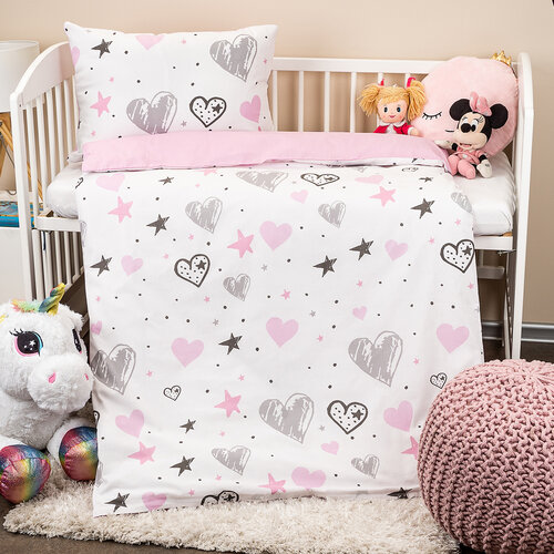4Home Bawełniana pościel dziecięca do łóżeczka Little heart, 100 x 135 cm, 40 x 60 cm