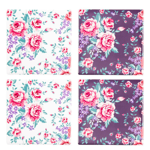 Altom Keramik-Untersetzer Floral, 10 x 10 cm, 4er Set