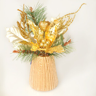 Vánoční aranžmá Poinsettia, zlaté