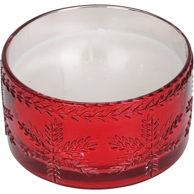Świeca w szkle Glass snowflake 350 g, czerwony, 15 x 8 cm