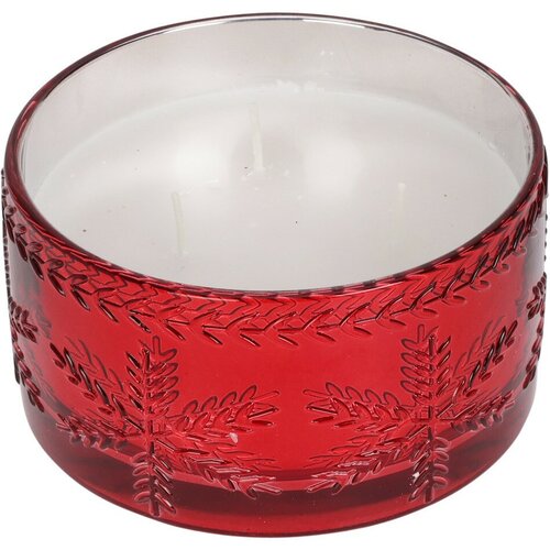 Świeca w szkle Glass snowflake 350 g, czerwony, 15 x 8 cm