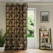 Restilo Draperie Velvet golden Leaves neagră, 140 x 245 cm