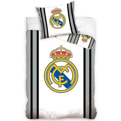 Bavlnené obliečky Real Madrid sivá Stripes, 140 x 200 cm, 70 x 80 cm