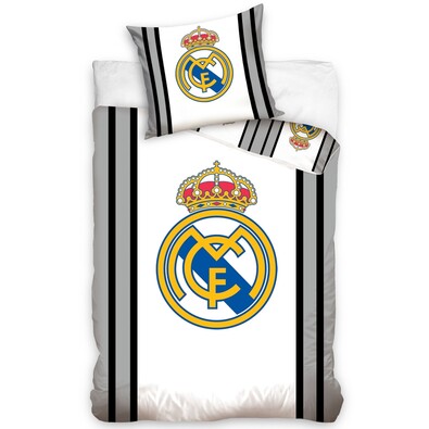 Real Madrid Stripes pamut ágyneműhuzat szürke, 140 x 200 cm, 70 x 80 cm