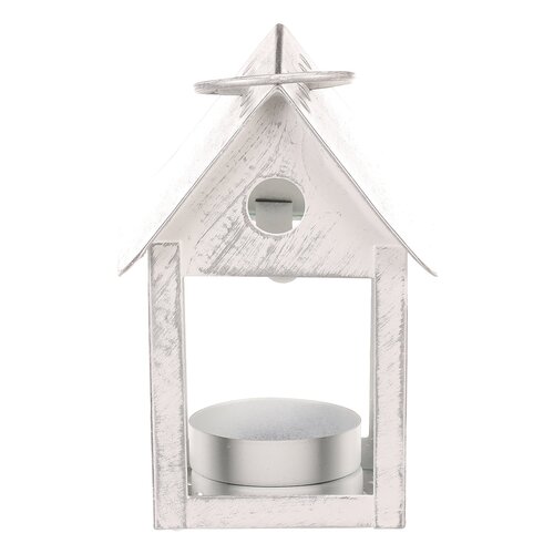 Alfalfa Birdhouse metalic, alb, 11 cm