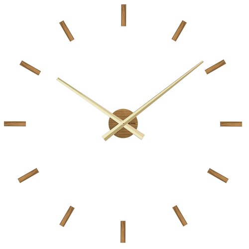 VLAHA VCT1040 zegar dębowy samoprzylepny Minimal złoty, śr. 80 cm