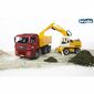 Camion Bruder MAN TGA cu excavator Liebherr, 1:16,73 x 18,5 x 23 cm