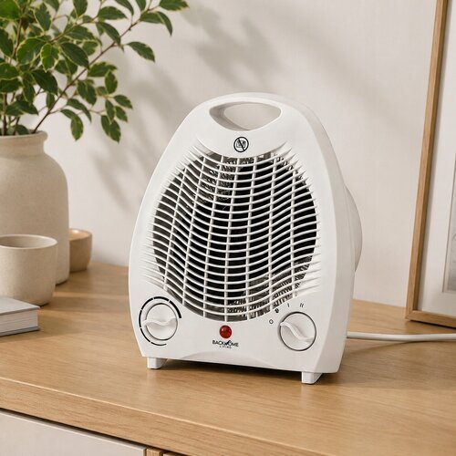 Elektrické kúrenie s ventilátorom a bezpečnostným spínačom, biela