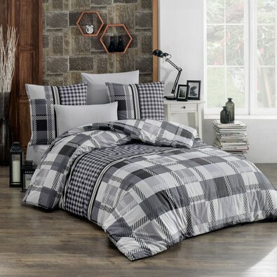 BedTex Baumwollbettwäsche Hector Schwarz, 140 x 200 cm, 70 x 90 cm