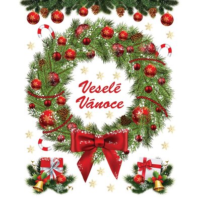 Naklejka Wieniec świąteczny, 33 x 50 cm