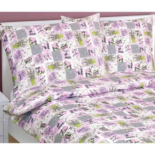 Bellatex Бавовняна постільна білизна Печворк  бузковий, 140 x 220 см, 70 x 90 см