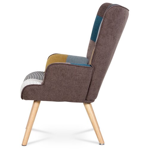 Ohrensessel mit Fußhocker PW2, Patchwork
