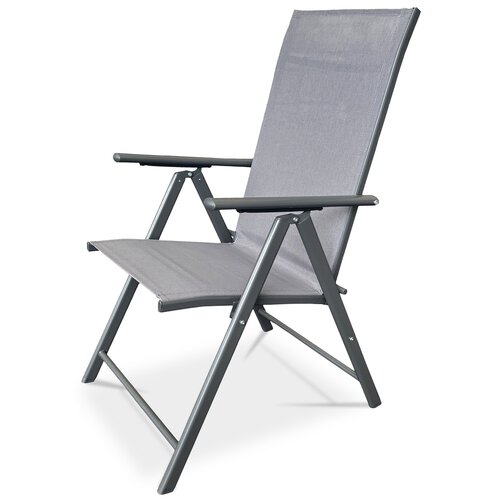 Autronic Scaun de grădină, metal, textil, gri,AZC-S1 116 GREY