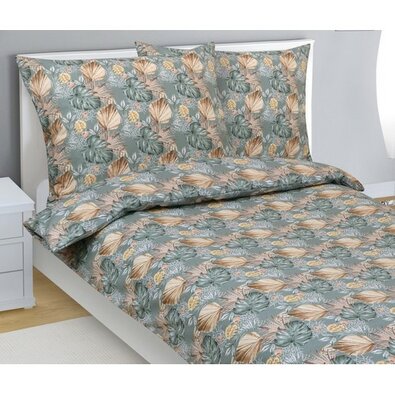 Bellatex Pościel bawełniana Monstera, róże szary,140 x 200 cm, 70 x 90 cm