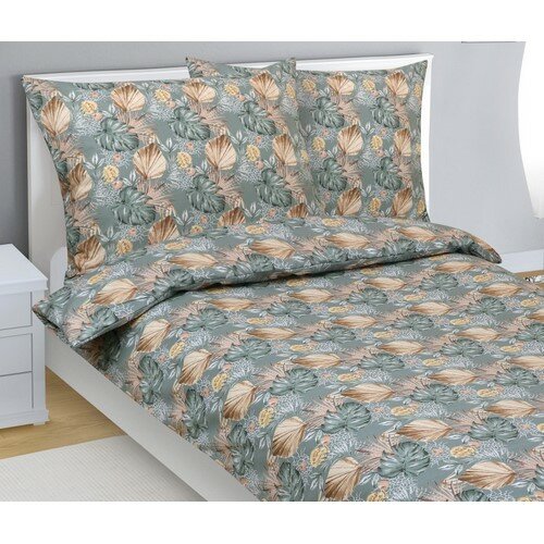 Bellatex Pościel bawełniana Monstera, róże szary,140 x 200 cm, 70 x 90 cm