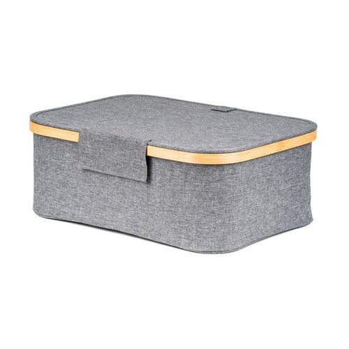 Úložný box G21 40 x 30 x 15 cm, bambusový s vekom, sivý