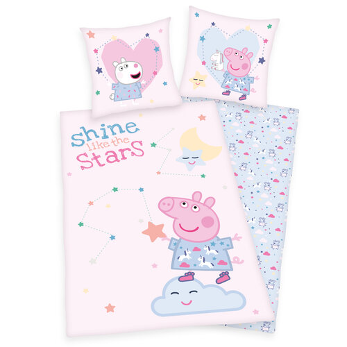 Detské bavlnené obliečky Peppa Pig Shine like the stars, 140 x 200 cm, 70 x 90 cm