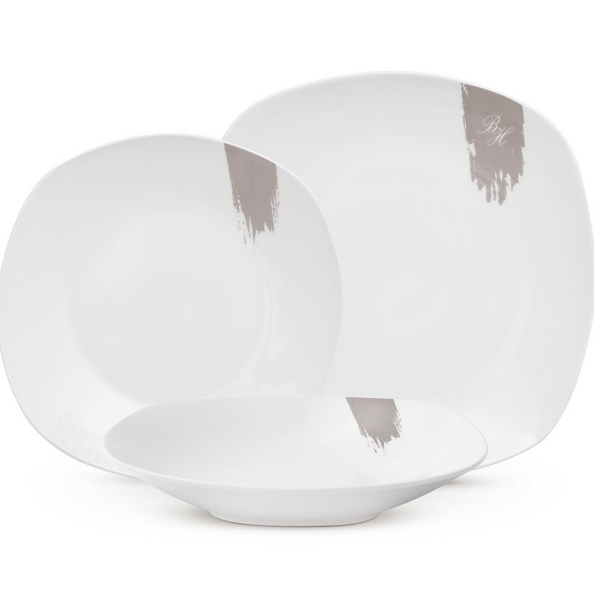 BerlingerHaus 18-częściowy zestaw talerzy Taupe,biało-szary