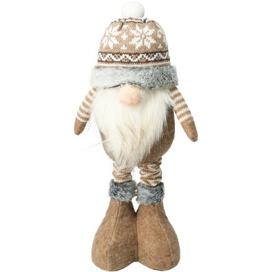 Álló karácsonyi manó Damin, teleszkópos lábak, 48 cm, szürke