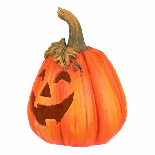 Dekoracja jesienna LED Migająca dynia z twarzą, 21 x 21 x 29 cm, ceramika