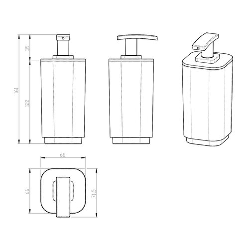 GEDY 638214 Seventy dozirnik za milo zanamestitev, črn