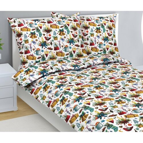 Bellatex Різдвяна бавовняна постільна білизна Різдво, 140 x 200 см, 70 x 90 см