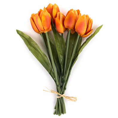 Umelá kvetina tulipán 9 ks, oranžová