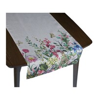 Bellatex Tischläufer Wiesenblumen Beige, 40 x 135 cm